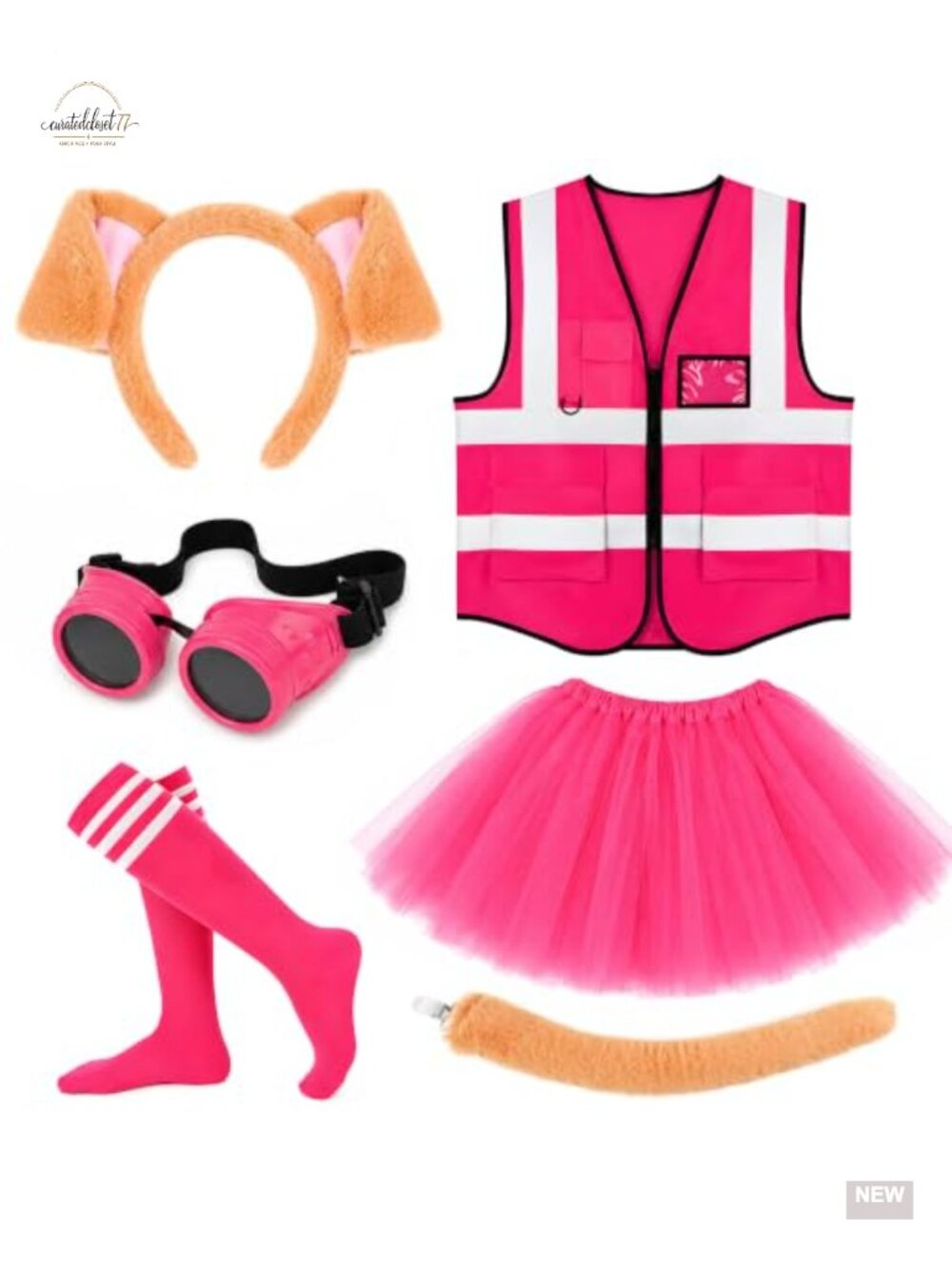 Animal Costume Accessory Set Ears Headband Tail Vest Tutu Socks Cosplay